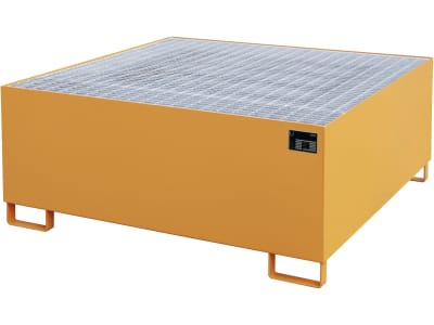 BAUER® SÜDLOHN Auffangwanne "AW 1000", für 1 x 1.000 l-IBC, lackiert, gelborange (RAL 2000), mit Gitterrost