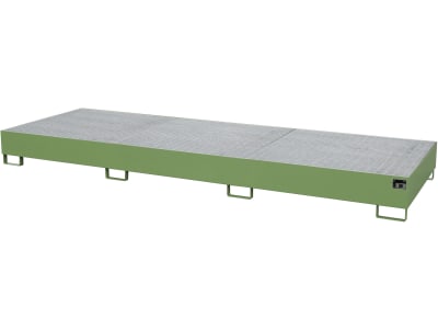 BAUER® SÜDLOHN Auffangwanne "AW 1000-3", für 3 x 1.000 l-IBC, lackiert, resedagrün (RAL 6011), mit Gitterrost