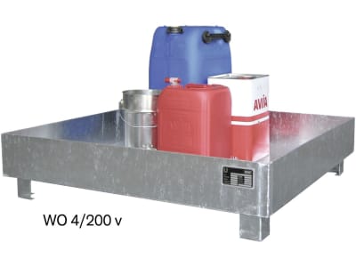 Bauer® Auffangwanne "WO 4/200 v", 1.200 x 285 x 1.200 mm, Auffangvolumen max. 230 l, feuerverzinkt, ohne Gitterrost