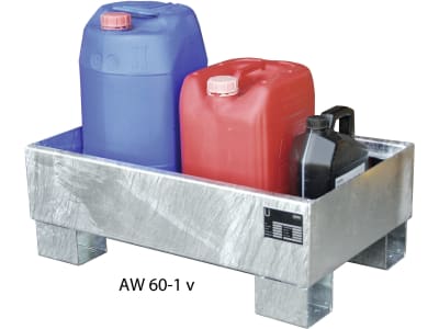 Bauer® Auffangwanne "AW 60-1" Auffangvolumen max. 65 l, für Kleingebinde, ohne Gitterrost, lackiert gelborange (RAL 2000)