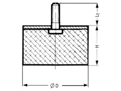 Gummi-Metall-Puffer Gewindebolzen einseitig M 12, 75 x 51 mm