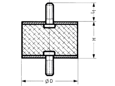 Gummi-Metall-Puffer Gewindebolzen beidseitig M 10, 50 x 20 mm