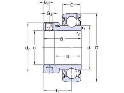 SKF Y-Lager YET 205-100-2F, Ø innen 25,4 mm, Exzenterringbefestigung, zöllig, 1-seitig verbreiteter Innenring SKF Y-Lager YET 205-100-2F, Ø innen 25,4 mm, Exzenterringbefestigung, zöllig, 1-seitig verbreiteter Innenring