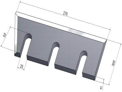 MWS Häckslermesser 270 x 100 x 11 mm glatt, für Schliesing Holzhäcksler 300, 400, 20-0270-21-01-0