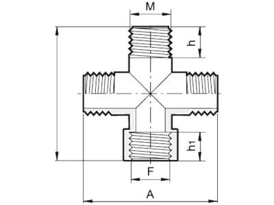 Agrotop 4-Wege-Anschluss, 90 °, G 1/2" IG/AG (BSP), mit Außen- und Innengewinde (AG/IG), 10730 Agrotop 4-Wege-Anschluss, 90 °, G 1/2" IG/AG (BSP), mit Außen- und Innengewinde (AG/IG), 10730