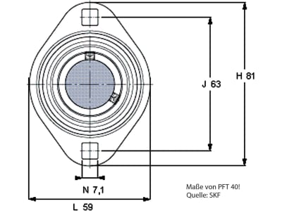 SKF Stahlblechgehäuse PFT 40, oval, für Y-Lager YET 203, YEL 203, YAT 203, YAR 203