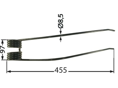 Schwaderzinken 455 x 97 x 8,5 mm für Kuhn Kreiselschwader Schwaderzinken 455 x 97 x 8,5 mm für Kuhn Kreiselschwader