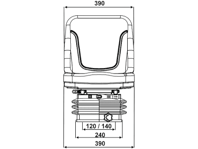 Traktorsitz "Compact Star MCS 2", mechanische Scherenfederung, PVC-Kunstleder, schwarz