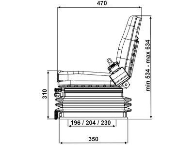 Traktorsitz "Compact Star MCS 2", mechanische Scherenfederung, PVC-Kunstleder, schwarz