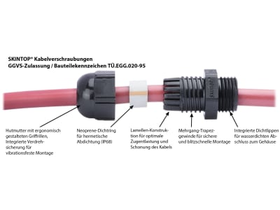 Herth + Buss Kabelverschraubung "Skintop® STR", für Kabel von 4,5 – 10 mm, Gewinde M 16 x 1,5, 50 390 362