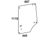 Türscheibe, klar, oben links/rechts, Länge 445 mm; 687 mm, für John Deere Traktor 1000, 2000, Kabine MC-1; CC-2