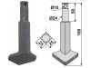 Industriehof® Rotorzinken links/rechts 180 x 25 x 25 mm, mit aufgeschweißter Verschleißzone, Bohrung 10 mm für Rau, RH90S