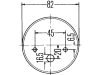 Hella® Schlussleuchte rund, links/rechts, Ø 82 mm, P21W; C5W, Schlusslicht; Blinklicht, 2SW 003 185-041