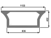 Heckscheibe, grün, unten, Höhe 432 mm, geklebt, Siebdruck, für Traktor Deutz-Fahr Agrotron, Hürlimann XL, Lamborghini Champion, Victory, R6, R7, R8, Same Diamond II, Iron, Rubin