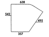 Türscheibe, 405/357 x 542 x 5 mm, klar, unten, für Zetor 5211/45, 6211/45, 7211/45, 7711/45, Kabine UR 1