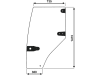 Türscheibe, grün, links, für Case IH CX, MX, McCormick CX, MC, MTX