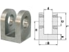 Schema Anschweißgabel, ØB 50 mm, ØD 25,25 mm für Hydraulikzylinder mit Kolbendurchmesser 60, 63, 65, 70 mm