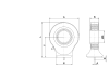 Schema Anschweißgelenkauge "Form C", A=40 mm, B=12 mm, D=15 mm, L=51 mm, für Hydraulikzylinder