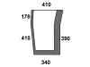 Frontscheibe, grün, unten links, Höhe 390 mm; 588 mm, geklebt, Siebdruck, für Massey Ferguson 4000