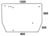 Heckscheibe, klar, 5-Loch-Befestigung, mit verschiedene Lochmaßen, für Zetor 7520, 8520, 9520, 10520, 7540, 8540, 9540, 10540, Kabine UR 3