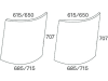 Frontscheibe, grün, oben links/rechts, für John Deere 1000, 2000, 3000, 4000, Kabine SG-2 ab Nr. 071269