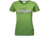 Fendt T-Shirt für Damen grün; grau, Logo-/Traktoraufdruck vorn, Logo hinten, mit Farbverlauf