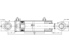Schema Hydraulikzylinder "STS6035", doppeltwirkend mit Gelenkaugen, Ø Zylinder 70 mm, Ø Kolben 35,0 mm, Hub 350 mm