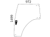 Türscheibe, grün, links, für Landini 5, Powerfarm, McCormick C Max, T Max