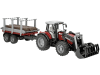 Bruder® Modell "Massey Ferguson Traktor 7480" mit Frontlader, Holztransportanhänger und 3 Baumstämmen 1:16, 02046