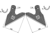 Industriehof® Hackschar, Halbschar gekröpft links/rechts, Arbeitsbreite 120 mm, Arbeitswinkel 42 °, für Einböck