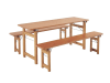 RUKU Bierzeltgarnitur Rustica 3-tlg., 180 cm, 60 cm breiter Tisch   Kiefer lasiert 3-teilig