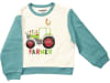 Fendt Sweatshirt für Babys 100 % Bio-Baumwolle weiß; türkis, Aufdruck Little Farmer, Traktor und Huhn