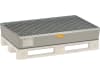 Cemo Auffangwanne 140 l, B x H x T: 120 x 23,5 x 80 cm, Paletten, Arretierungsnocken, Stahlgitterrost, ohne Zulassung, 10385
