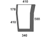 Frontscheibe, grün/klar, unten links, Höhe 588 mm, geklebt, Siebdruck, für Massey Ferguson 4000