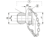 Walterscheid Kugelfangprofil Kat. 3, 37,3 x 64 mm, Klappsplint 12 mm, mit Kette und Klappsplint, 1099034