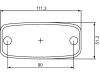 Hella® LED-Positionsleuchte eckig, seitlich links/rechts, orange, 111,3 x 51,3 x 22 mm, ohne Halter, E9 1553, 2PS 357 008-001