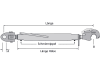 Oberlenker A Kat. 1; B Kat. 3 mit Fanghaken und Gabelgelenkkopf , M 30 x 3,5, 550 – 790 mm, Hülse schwarz pulverbeschichtet