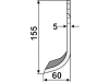 Industriehof® Fräsmesser links/rechts 155 x 60 x 5 mm, Bohrung 10,5 mm für Agria