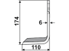 Industriehof® Fräsmesser rechts 174 x 60 x 6 mm, Tiefe 110 mm, Bohrung 12,5 mm für Celli, CEL-14R