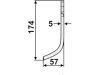 Industriehof® Fräsmesser links/rechts 174 x 60 x 5 mm, Bohrung 10,5 mm für Maschio
