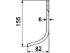 Industriehof® Fräsmesser links/rechts 155 x 82 x 6 mm, Bohrung 10,5 mm für Bertolini S.315 - 13014/5