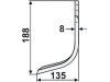 Industriehof® Fräsmesser rechts 188 x 90 x 8 mm, Bohrung 16,5 mm für Kuhn, KUH-73R