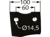 Industriehof® Kreiseleggenzinken links 100 x 265 x 15 mm, Bohrung 14,5 mm für Howard, RH-107-DEL