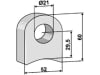 Industriehof® Halter 60 x 52 x 19 mm, Bohrung 21 mm, ohne Sechkantansatz Desvoys Schlegelmesser, 63-RM-911