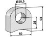 Industriehof® Halter 53 x 50 x 18 mm, Bohrung 20,5 mm, ohne Sechkantansatz Sicma Schlegelmesser, 63-RM-916