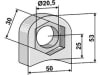Industriehof® Halter 53 x 50 x 18 mm, Bohrung 20,5 mm, mit Sechkantansatz Sicma Schlegelmesser, 63-RM-915