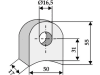 Industriehof® Halter 55 x 50 x 17 mm, Bohrung 16,5 mm, ohne Sechkantansatz universal Schlegelmesser, 63-RM-905