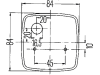 Hella® Blinkleuchte quadratisch, hinten links/rechts, 84 x 84 x 51 mm, Befestigung Anbau; 2 St. Schraube M 4, 2BA 003 014-011