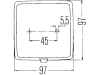 Hella® Nebelschlussleuchte "NES 9", quadratisch, links/rechts, 97 x 97 x 57 mm, 024016; E1 8486, 2NE 003 315-011