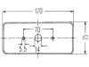 Hella® Schlussleuchte quadratisch, links/rechts, 170 x 75 x 62 mm, P21W / R10W, Schlusslicht; Bremslicht; Blinklicht; Kennzeichenlicht, 2SE 002 582-071